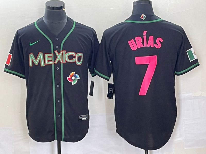 Men 2023 World Cub Mexico #7 Urias Black pink Nike MLB Jersey45->more jerseys->MLB Jersey
